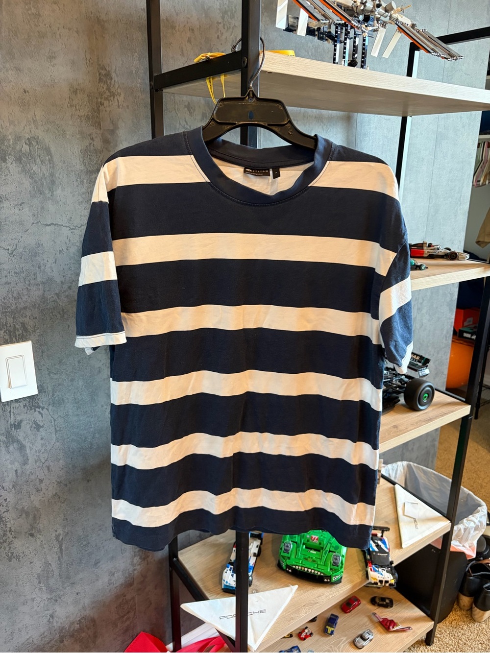 ASOS Navy and White Bold Stripe Short-Sleeve Tee